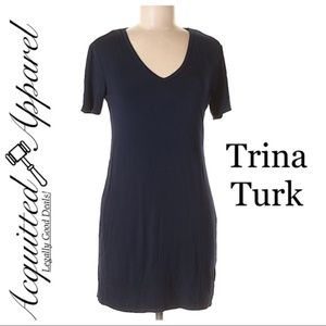 Trina Turk Cut Out Back Navy Blue Dress